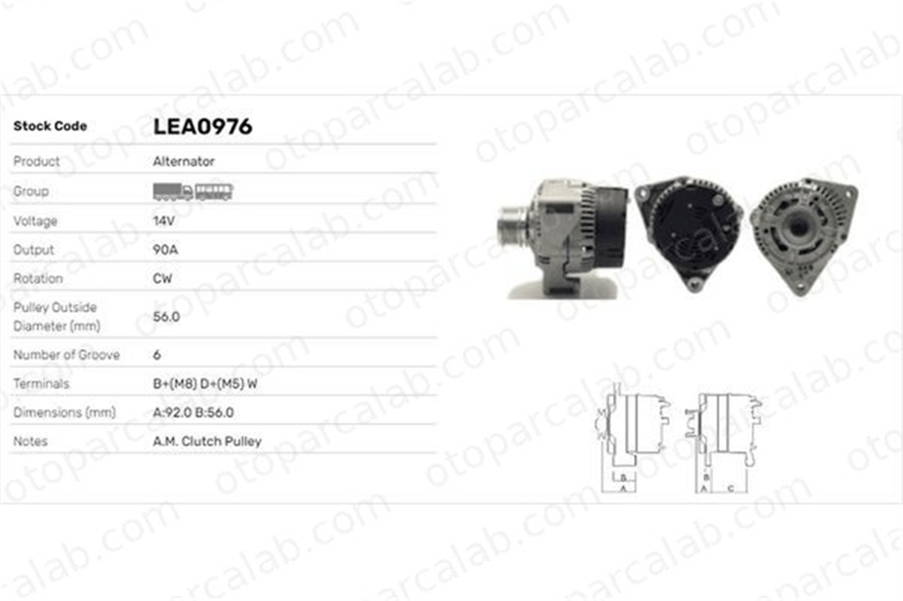 LUCAS ELEKTRIK LEA0976 Alternatör MERCEDES-BENZ SPRINTER 4-t Panelvan/Van C-SERISI A0111540402 1182039