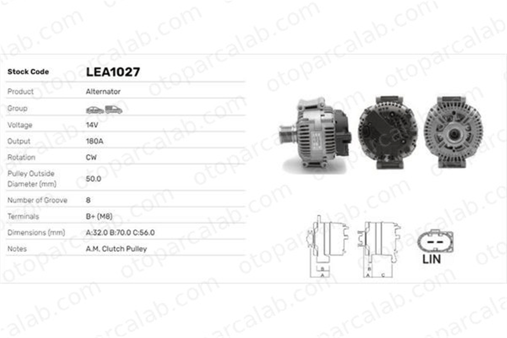LUCAS ELEKTRIK LEA1027 Alternatör MERCEDES-BENZ M-SERISI R-SERISI 6421540302 6421540502
