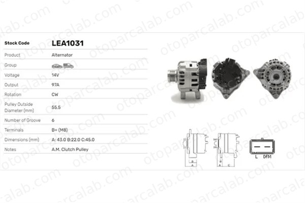 LUCAS ELEKTRIK LEA1031 Alternatör PEUGEOT PARTNER Kasa/büyük limuzin FIAT DUCATO Minibüs/Otobüs LRA03091 5702H0
