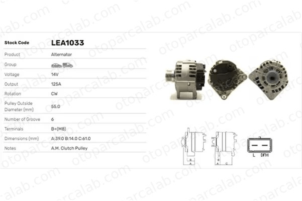 LUCAS ELEKTRIK LEA1033 Alternatör DACIA DUSTER RENAULT CLIO II 2310000QBH 231001059R