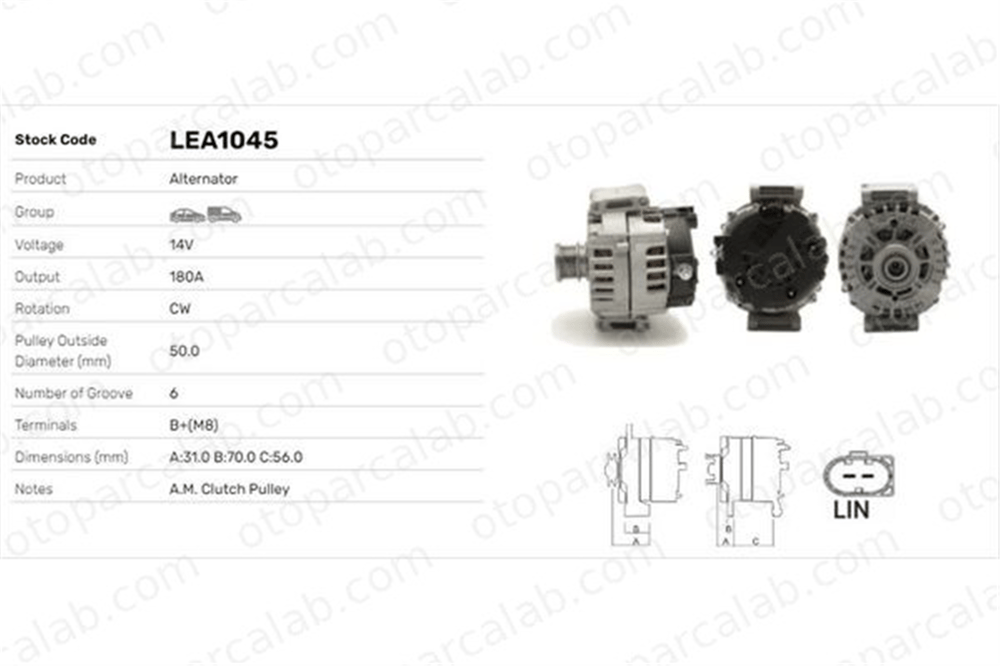 LUCAS ELEKTRIK LEA1045 Alternatör MERCEDES-BENZ SPRINTER 5-t Panelvan/Van SPRINTER 3,5-t Platform şasi 131546802 0131546802