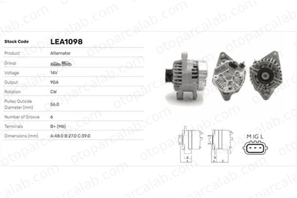 LUCAS ELEKTRIK LEA1098 Alternatör TOYOTA YARIS YARIS VERSO LEA1098 270600J010