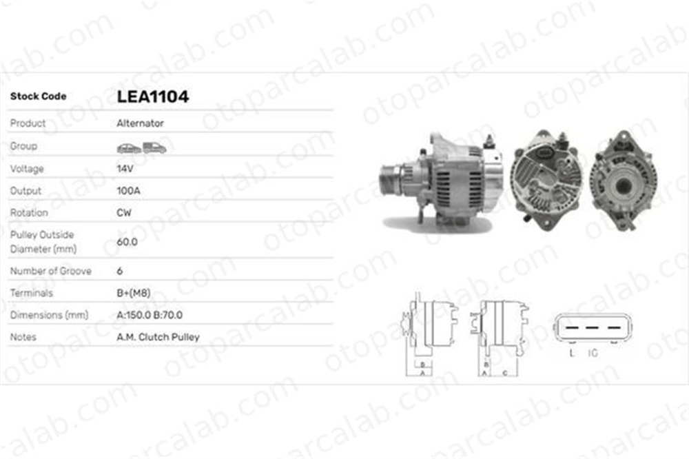 LUCAS ELEKTRIK LEA1104 Alternatör HYUNDAI GETZ ACCENT II LEA1104 3730027502