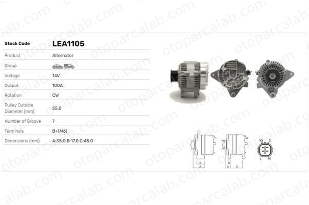 LUCAS ELEKTRIK LEA1105 Alternatör TOYOTA AVENSIS AVENSIS Sedan LEA1105 270600H070