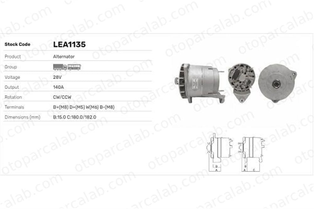 LUCAS ELEKTRIK LEA1135 Alternatör MAN F90 TGS I 365270 1296175