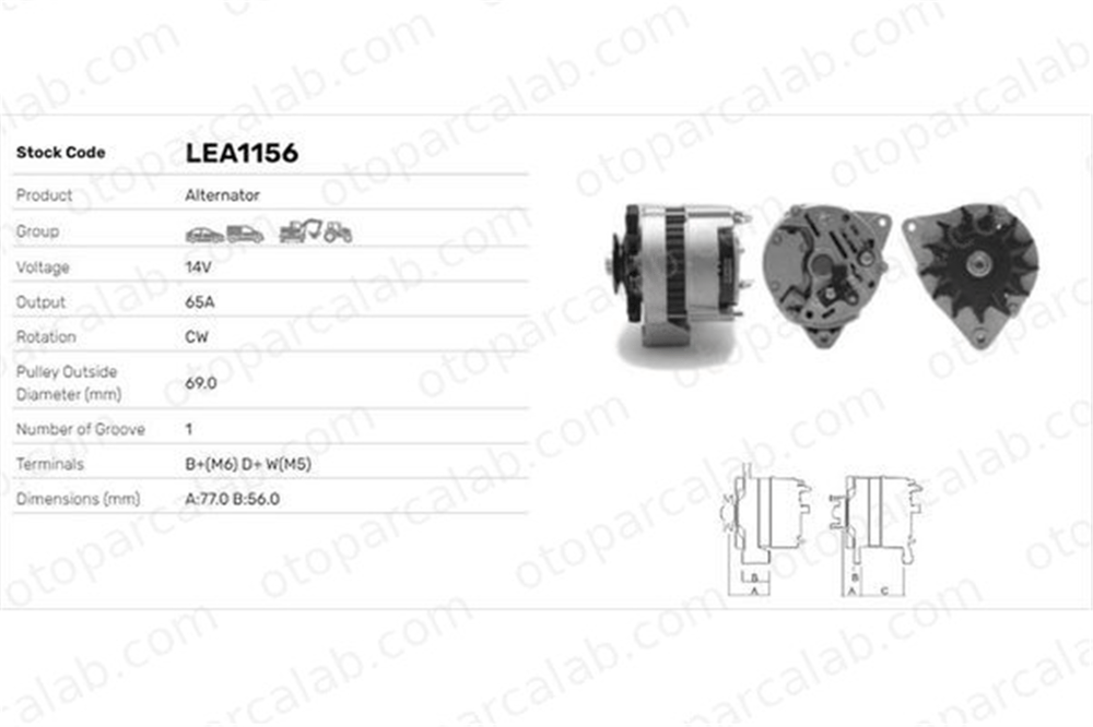 LUCAS ELEKTRIK LEA1156 Alternatör TALBOT HORIZON 1307-1510 12311277232 12311277502