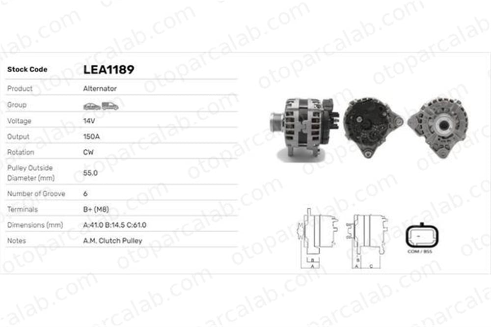 LUCAS ELEKTRIK LEA1189 Alternatör RENAULT MEGANE IV Grandtour MEGANE IV Hatchback 231004EA0A