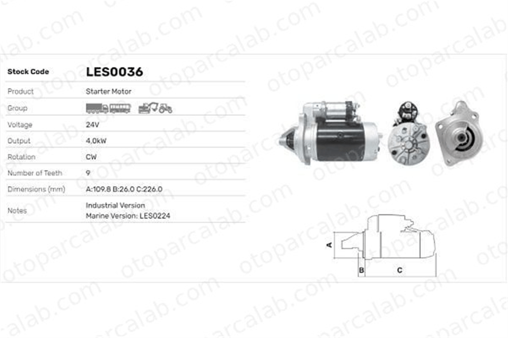 LUCAS ELEKTRIK LES0036 Marş Dinamosu VOLVO 740 Kombi FIAT CROMA 2997051 42498142