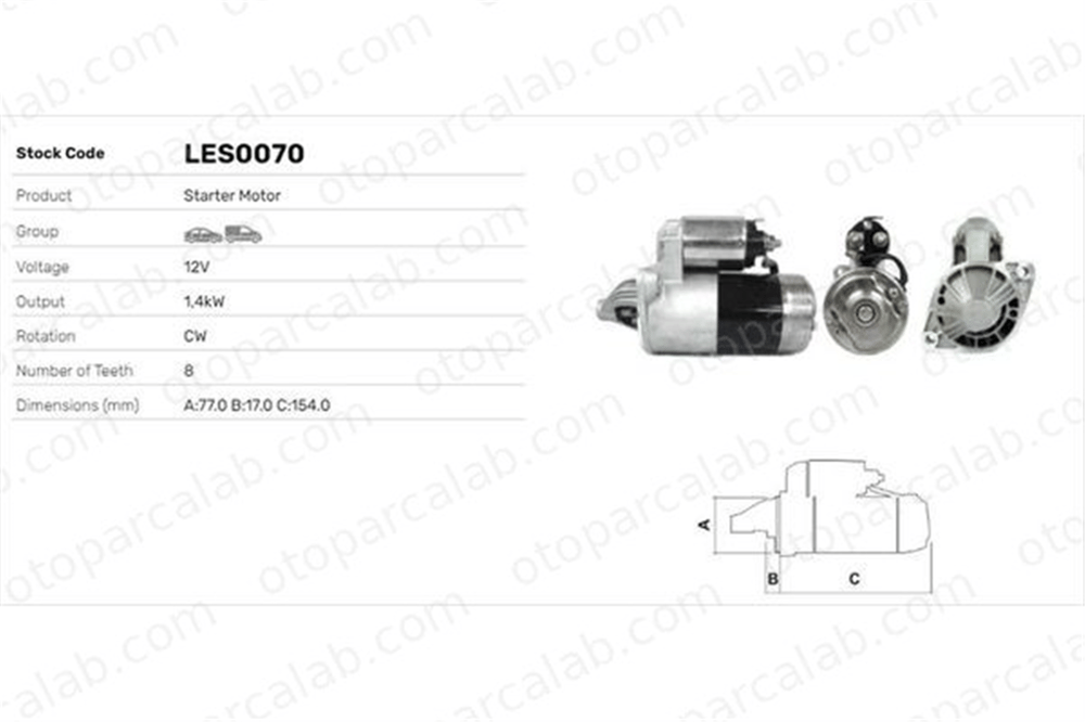 LUCAS ELEKTRIK LES0070 Marş Dinamosu MITSUBISHI SPACE WAGON L 300 III Minibüs/Otobüs 3610032510 3610032520