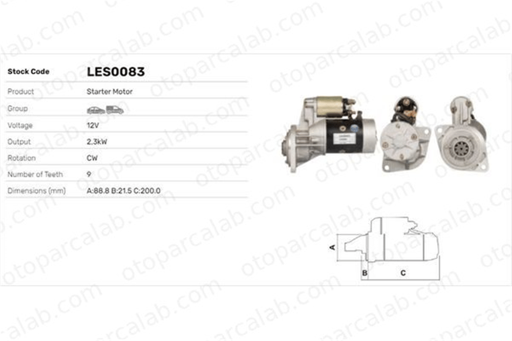 LUCAS ELEKTRIK LES0083 Marş Dinamosu ISUZU MIDI Panelvan/Van MIDI Minibüs/Otobüs S13121 S13321
