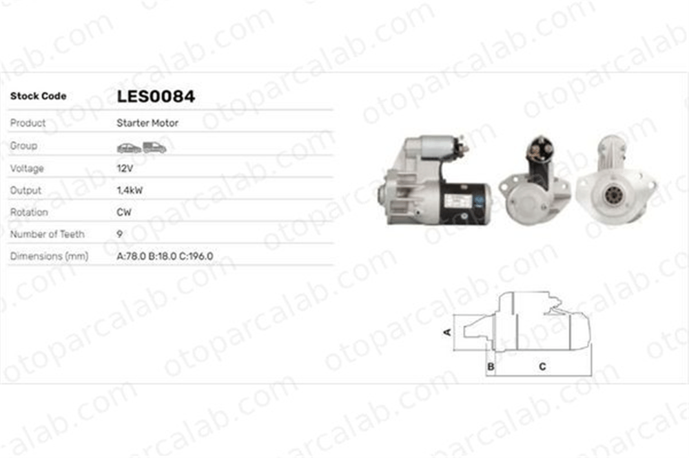 LUCAS ELEKTRIK LES0084 Marş Dinamosu OPEL ASTRA F Kombi van ASTRA F Station wagon S114481 S114481A