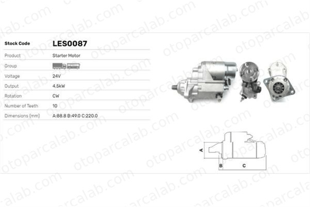 LUCAS ELEKTRIK LES0087 Marş Dinamosu IVECO STRALIS II EUROCARGO V 2280005640 99432760