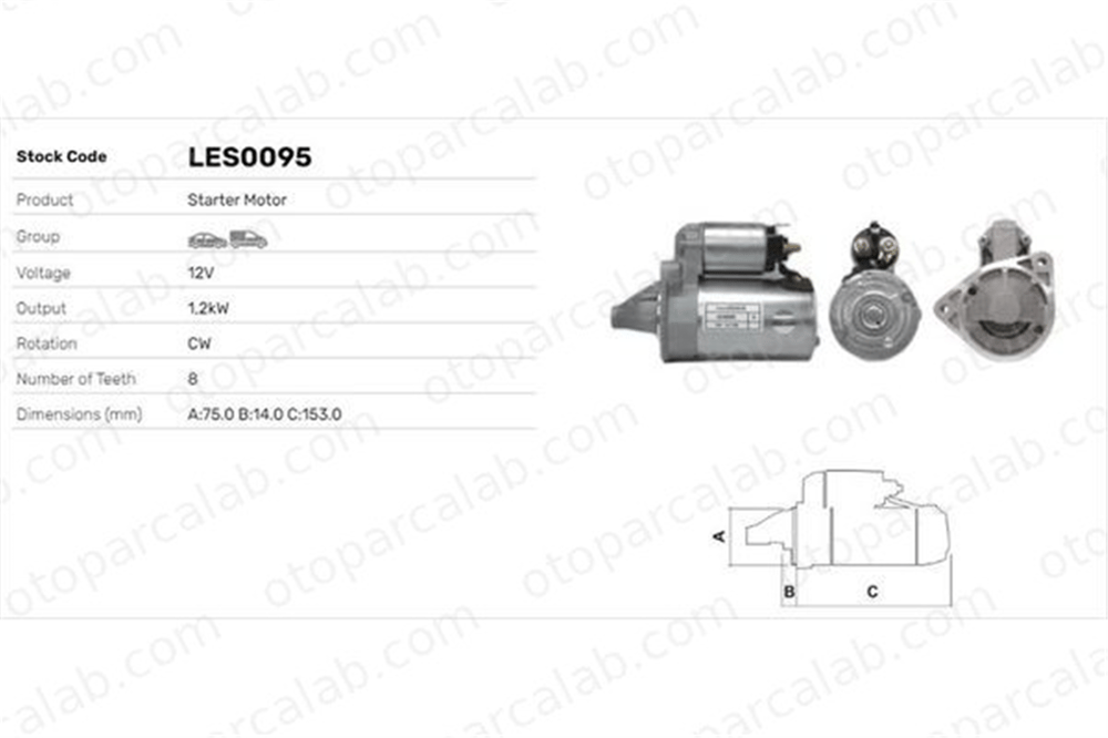 LUCAS ELEKTRIK LES0095 Marş Dinamosu HYUNDAI i10 I ATOS 3610002500 3610002511