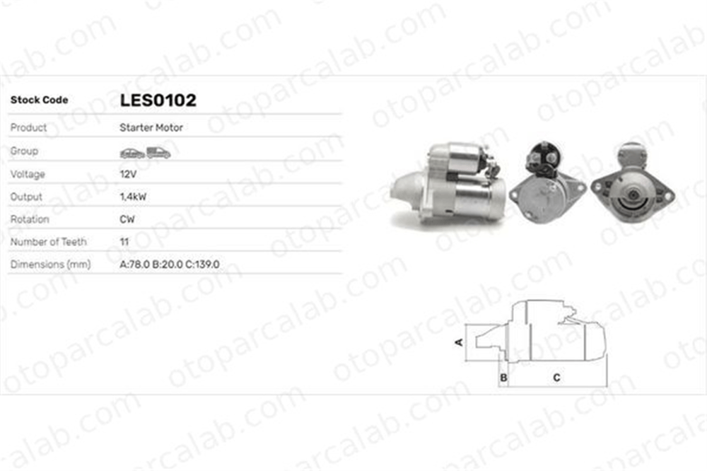 LUCAS ELEKTRIK LES0102 Marş Dinamosu OPEL ASTRA F Kombi van ASTRA F Station wagon 90371773 1202157