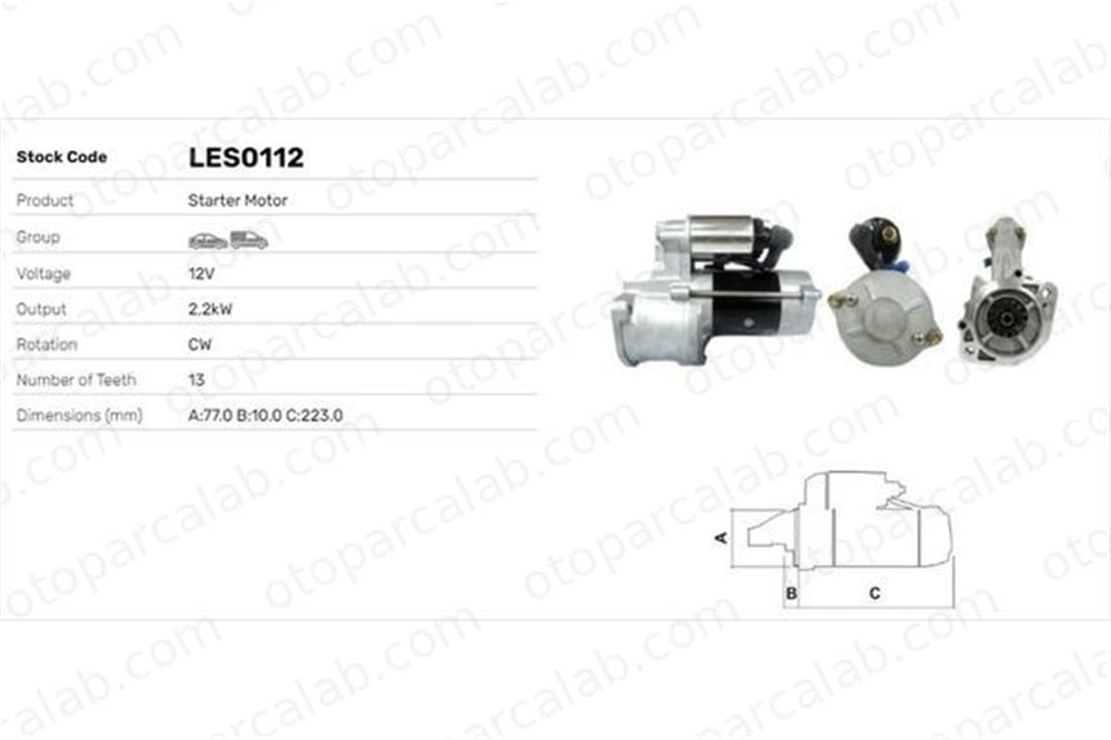 LUCAS ELEKTRIK LES0112 Marş Dinamosu HYUNDAI H-1 / STAREX Minibüs/Otobüs MITSUBISHI L 300 III Minibüs/Otobüs 3610047600 HK988300