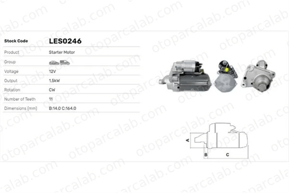 LUCAS ELEKTRIK LES0246 Marş Dinamosu CITROËN BERLINGO Kasa/büyük limuzin PEUGEOT PARTNER Kasa/büyük limuzin 28100YV010 28100YV011