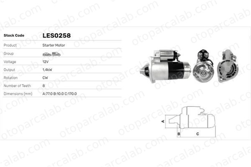LUCAS ELEKTRIK LES0258 Marş Dinamosu MITSUBISHI OUTLANDER I SPACE WAGON 3610038050 M000T81181