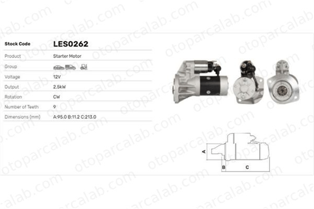LUCAS ELEKTRIK LES0262 Marş Dinamosu NISSAN PICK UP FORD MAVERICK 2330002N00 233000T600