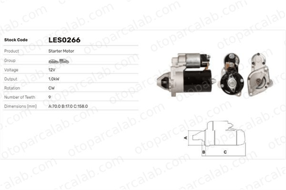 LUCAS ELEKTRIK LES0266 Marş Dinamosu SMART FORTWO Cabrio FORTWO Coupe 51513801 0051513801