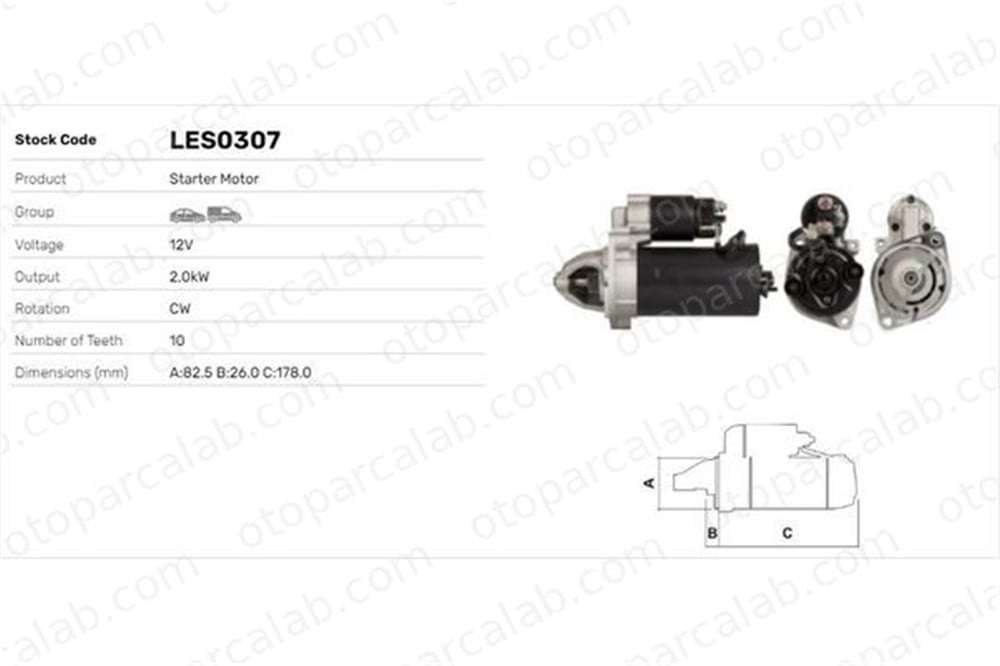 LUCAS ELEKTRIK LES0307 Marş Dinamosu MERCEDES-BENZ E-SERISI E-SERISI T-Model 41518901 0041518901