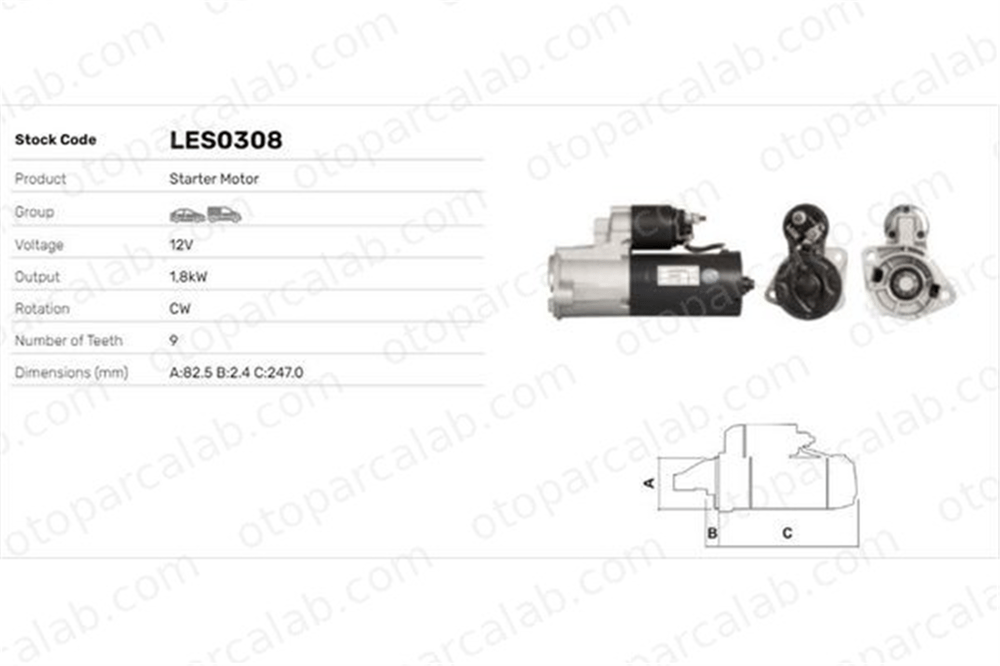LUCAS ELEKTRIK LES0308 Marş Dinamosu VW PASSAT B5.5 PASSAT B5.5 Variant 68911024H 068911024H