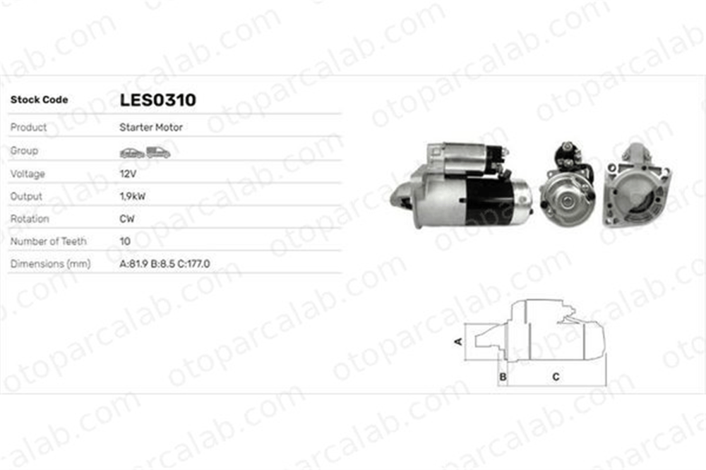 LUCAS ELEKTRIK LES0310 Marş Dinamosu OPEL INSIGNIA A INSIGNIA A Sports Tourer 55585237 1202282