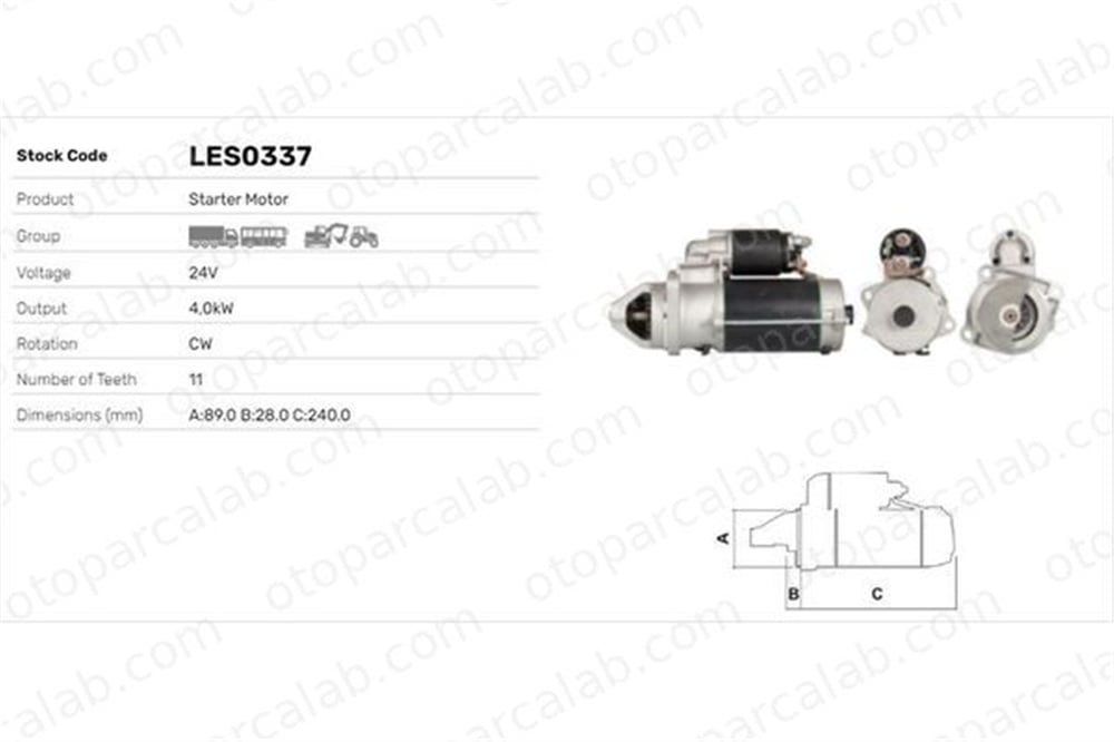 LUCAS ELEKTRIK LES0337 Marş Dinamosu MAN F90 TGS I 51262017213 51262017183