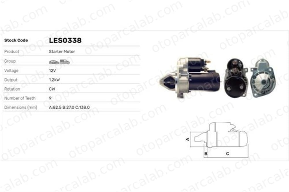 LUCAS ELEKTRIK LES0338 Marş Dinamosu MERCEDES-BENZ 190 124 Sedan 31512801 0031512801