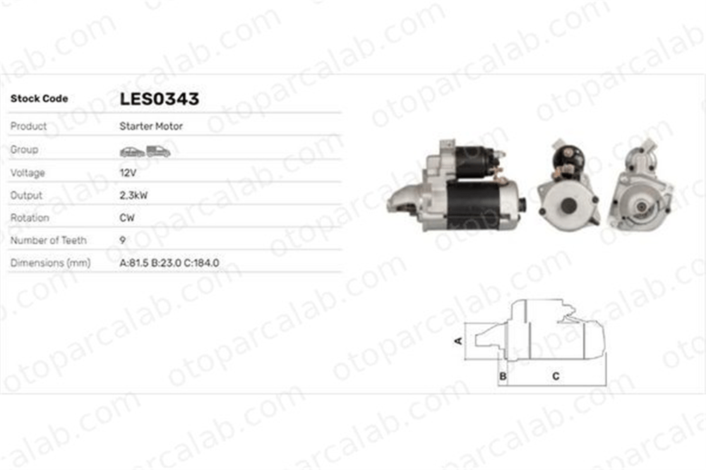 LUCAS ELEKTRIK LES0343 Marş Dinamosu FIAT DUCATO Minibüs/Otobüs DUCATO Platform şasi 5802Z0 5802Z3