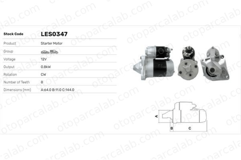 LUCAS ELEKTRIK LES0347 Marş Dinamosu FIAT PUNTO LANCIA Y 46740242 46548654