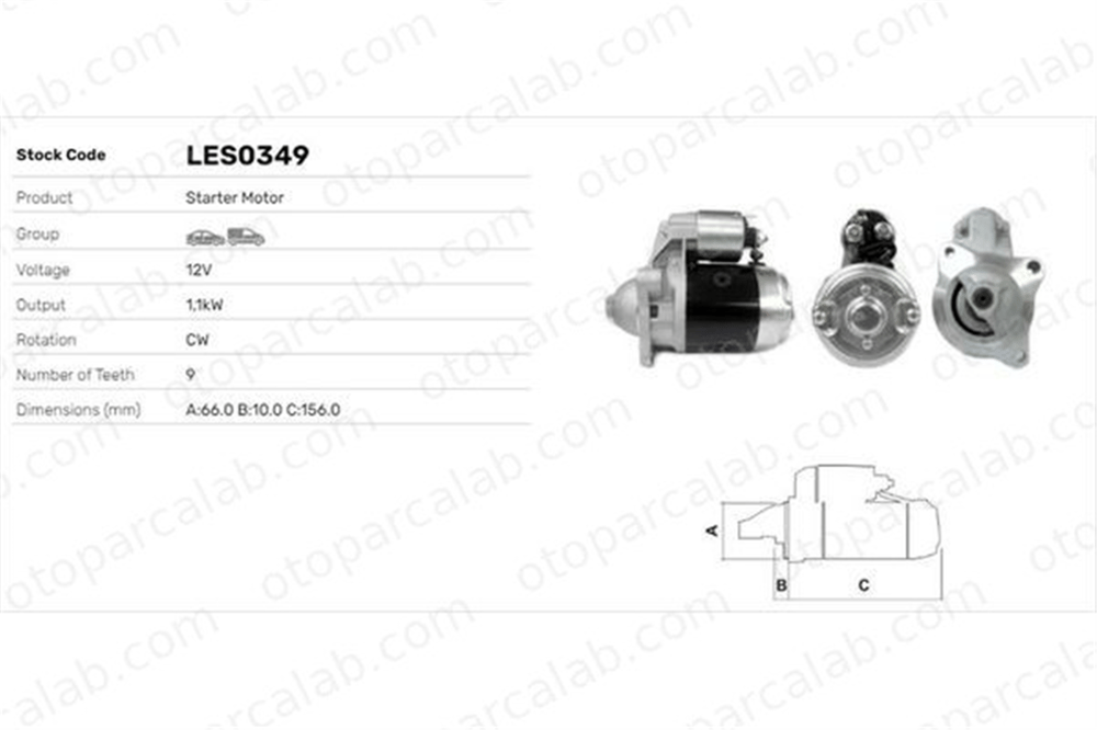 LUCAS ELEKTRIK LES0349 Marş Dinamosu RENAULT 5 4 6000559751 7700509355