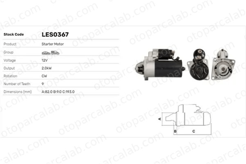 LUCAS ELEKTRIK LES0367 Marş Dinamosu ALFA ROMEO 156 Sportwagon 156 46823543 55192482