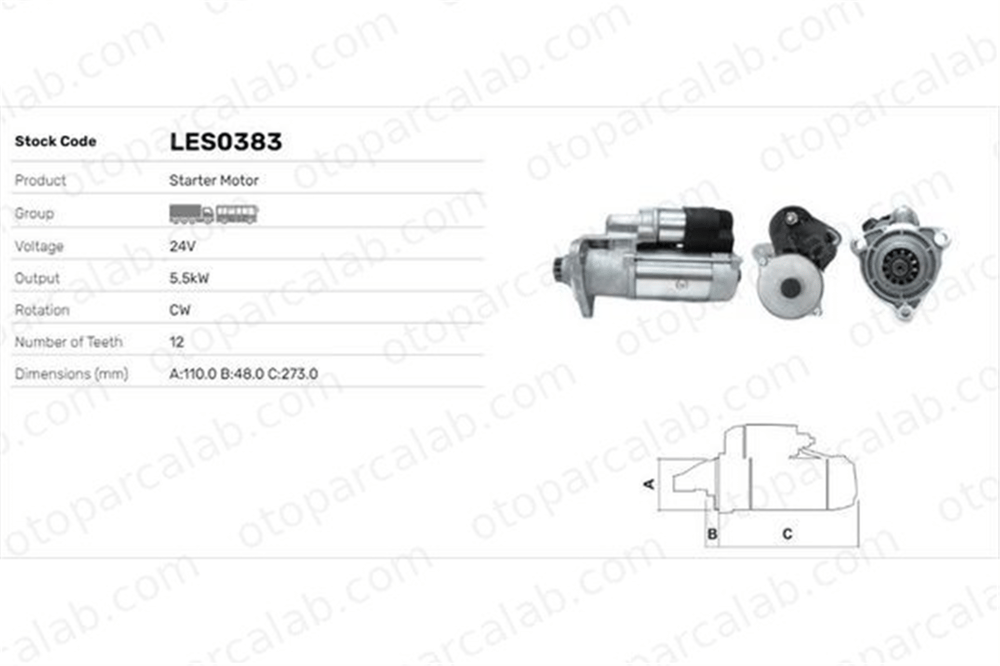 LUCAS ELEKTRIK LES0383 Marş Dinamosu MAN F90 TGS I 1667425 1688625