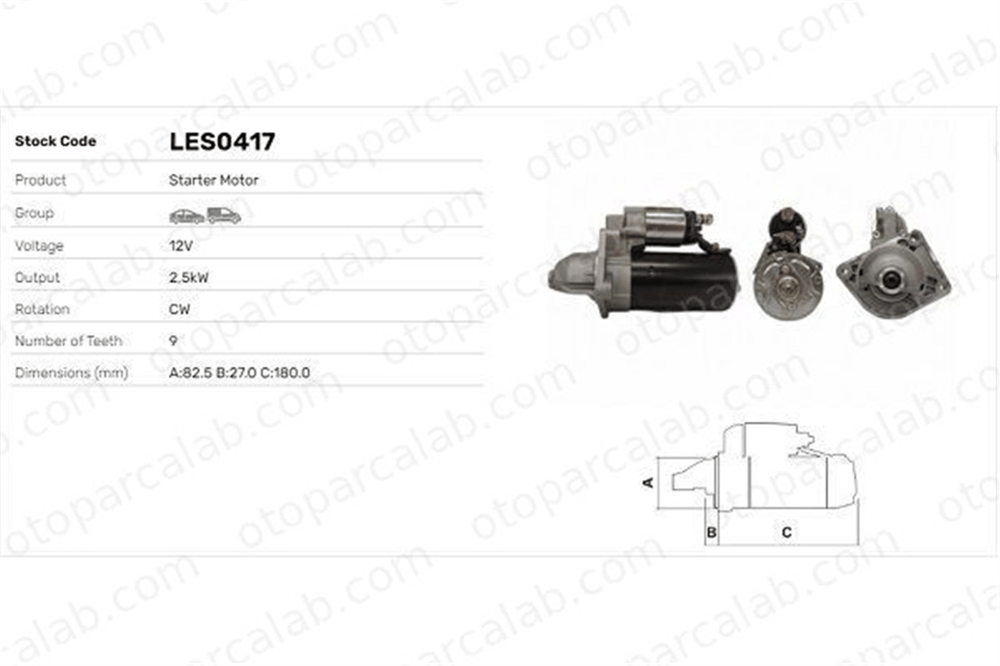 LUCAS ELEKTRIK LES0417 Marş Dinamosu IVECO DAILY IV Platform şasi DAILY IV Panelvan/Van 5001849990 2994100