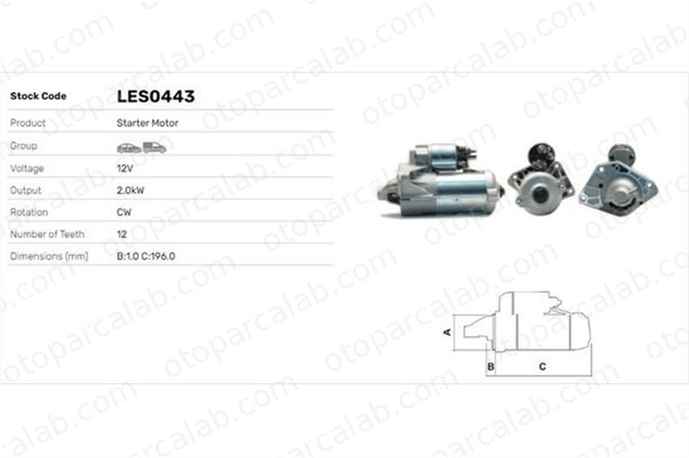 LUCAS ELEKTRIK LES0443 Marş Dinamosu OPEL VIVARO B Minibüs/Otobüs VIVARO B Panelvan/Van 233000106R 233001375R