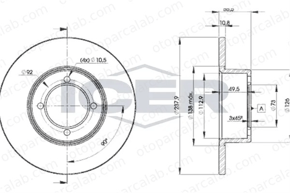 MAGNETI MARELLI 360704021100 Fren Disk Ayna Ön Sağ ve Sol OPEL KADETT E KADETT E Hatchback 569013 90008005