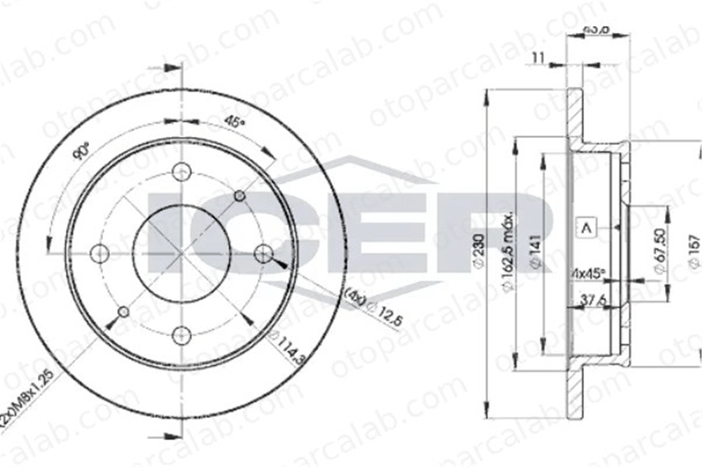 MAHER 03622 Fren Disk Ayna Ön Sağ ve Sol HYUNDAI ATOS 5171202000 5171202100