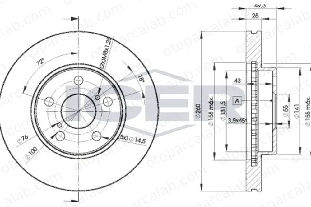 MAHER 03624 Fren Disk Ayna Ön Sağ ve Sol TOYOTA AVENSIS AVENSIS Liftback 4351205030 4351205031