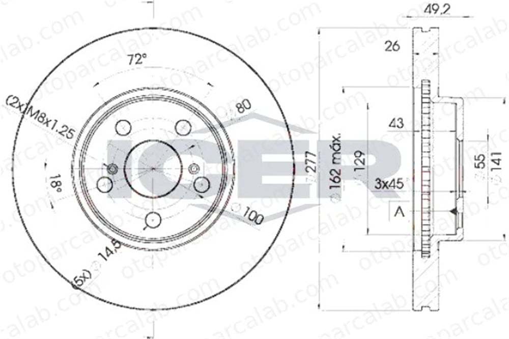 MAHER 03626 Fren Disk Ayna Ön Sağ ve Sol TOYOTA AVENSIS AVENSIS Sedan 4351205040