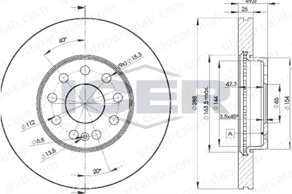 MAHER 03642 Fren Disk Ayna Ön Sağ ve Sol VW GOLF VII SEAT LEON 5C0615301A JZW615301J
