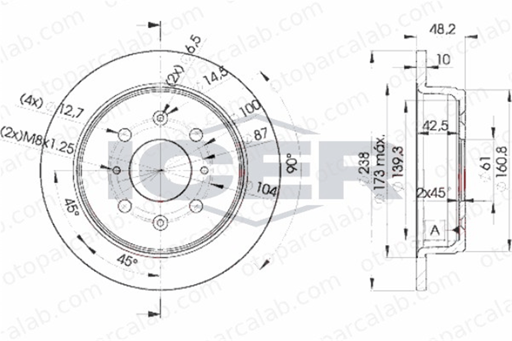 MAHER 03657 Fren Disk Ayna Arka Sağ ve Sol ROVER 200 II Hatchback 400 II 42510SK3E00 42510SE0000