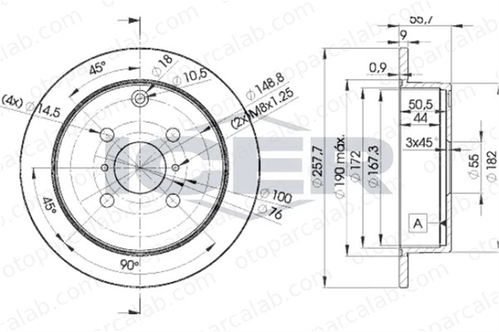 MAHER 03667 Fren Disk Ayna Arka Sağ ve Sol TOYOTA COROLLA COROLLA Sedan 4243102070 4243102071