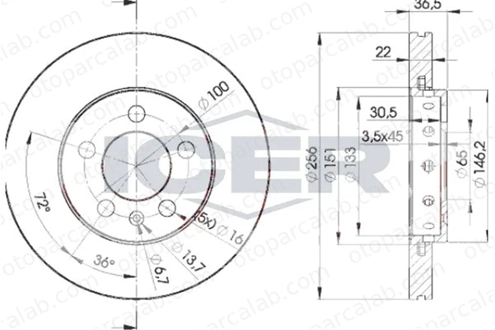 MAHER 03693 Fren Disk Ayna Ön Sağ ve Sol SEAT IBIZA IV IBIZA IV SC 1J0615301D JZW615301N