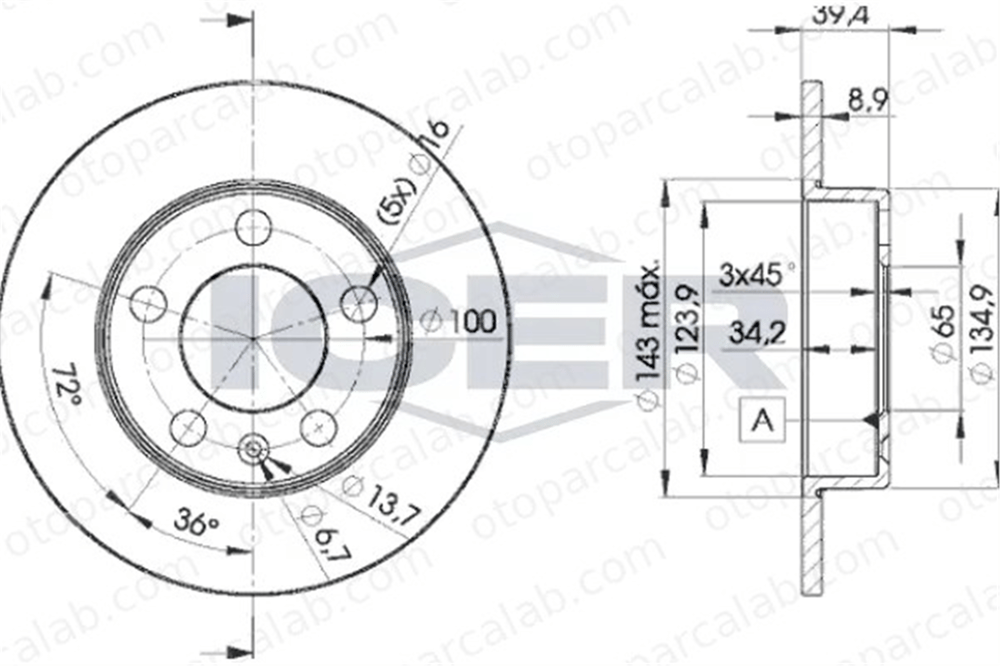MAHER 03694 Fren Disk Ayna Arka Sağ ve Sol SEAT IBIZA IV SC VW POLO V 1J0615601P 2Q0615601H