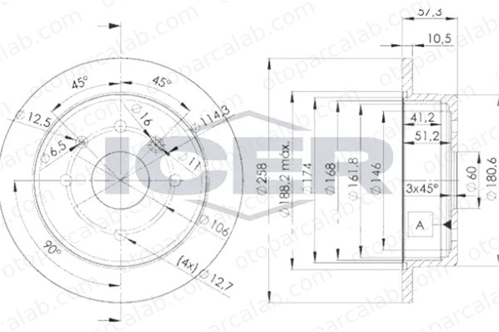 MAHER 03717 Fren Disk Ayna Arka Sağ ve Sol CHEVROLET LACETTI LACETTI Station wagon 96549630