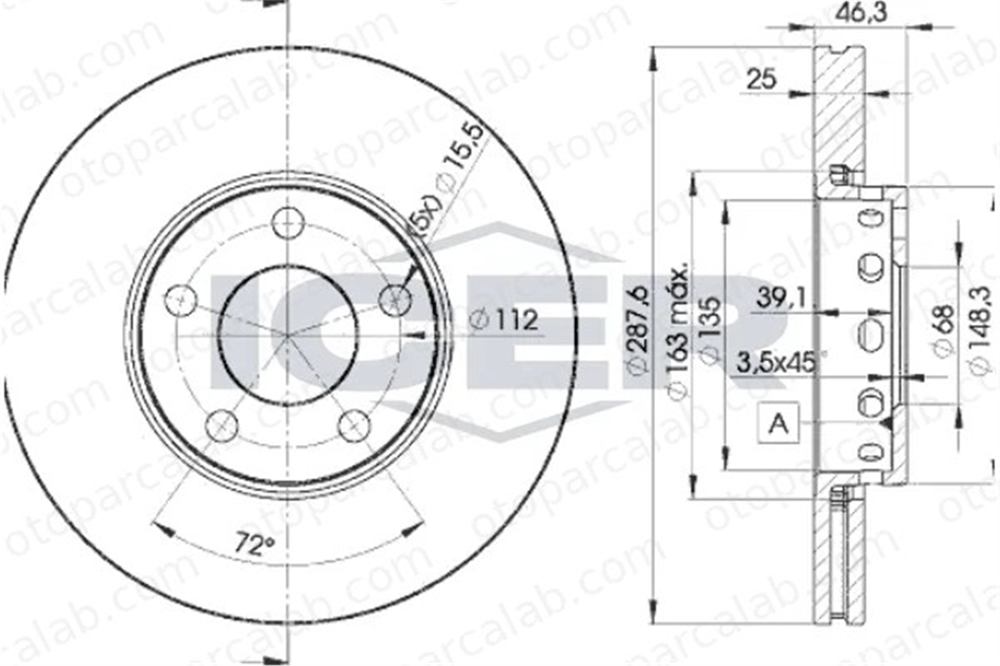 MAHER 03734 Fren Disk Ayna Ön Sağ ve Sol AUDI A6 C5 Avant A6 C5 4A0615301C 4A0615301D