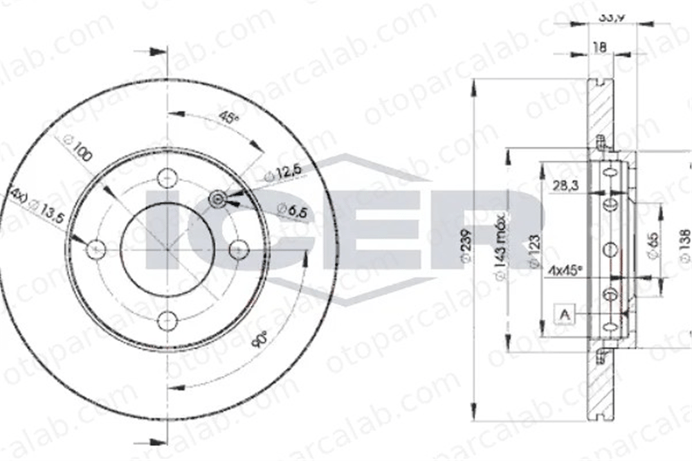 MAHER 03743 Fren Disk Ayna Ön Sağ ve Sol VW POLO III LUPO I 6N0615301F 6N0615301C