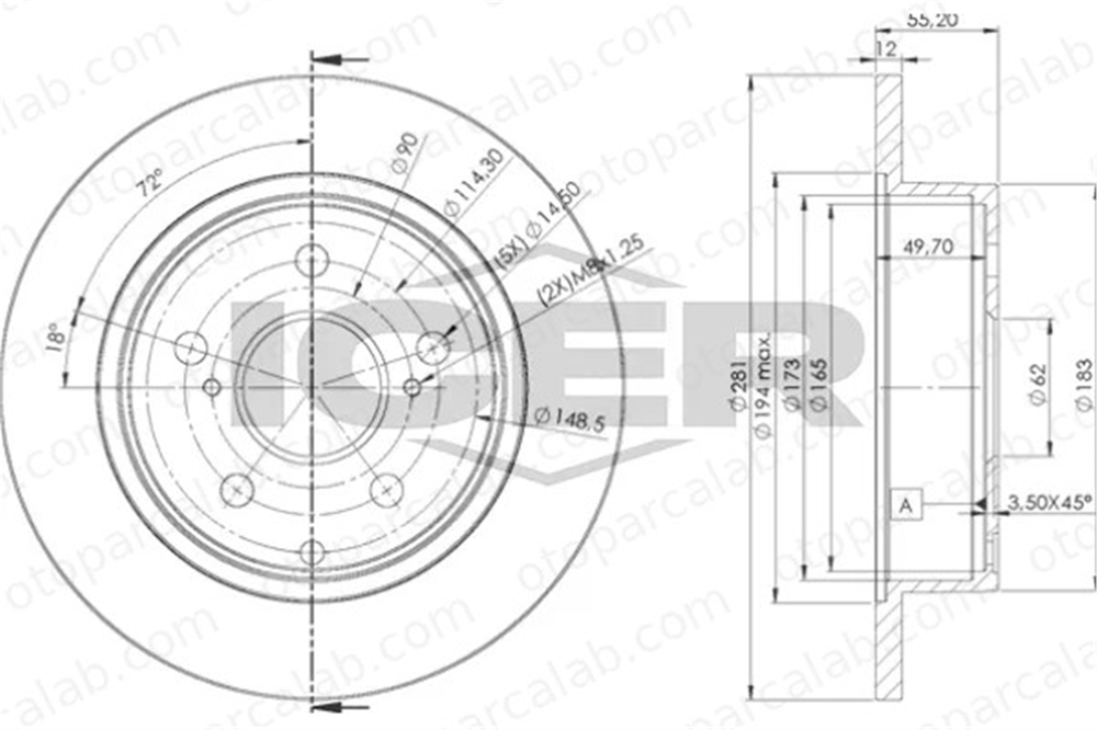 MAHER 03757 Fren Disk Ayna Arka Sağ ve Sol TOYOTA RAV 4 IV RAV 4 III 4243142060