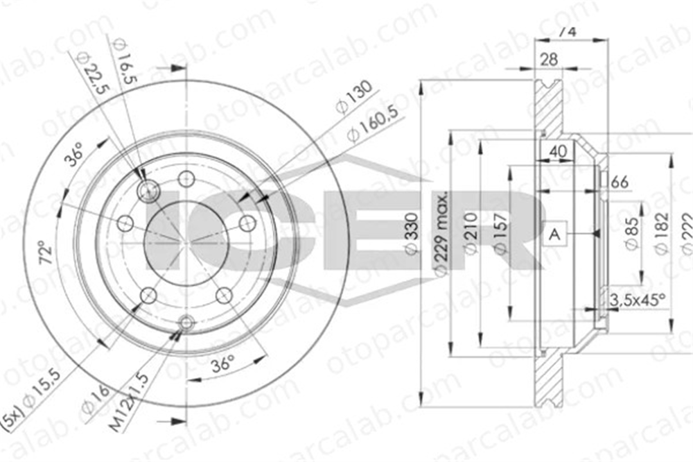 MAHER 03782 Fren Disk Ayna Arka Sağ ve Sol PORSCHE CAYENNE VW TOUAREG 7L8615601C 7L6615601D