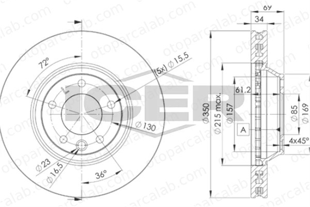 MAHER 03786 Fren Disk Ayna Ön Sol PORSCHE CAYENNE AUDI Q7 7L6615301E 7L6615301K